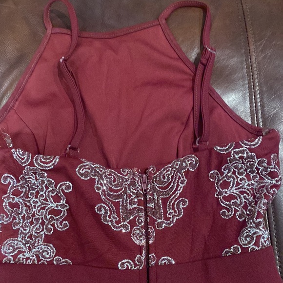 Maroon Fancy Girls A-Line Formal Dress with intricate beaded design - Picture 8 of 9